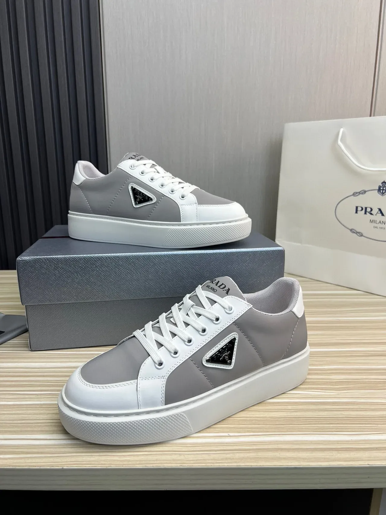 Prada Cloudbust Two-Tone Gray and White Lifestyle Sneakers 4