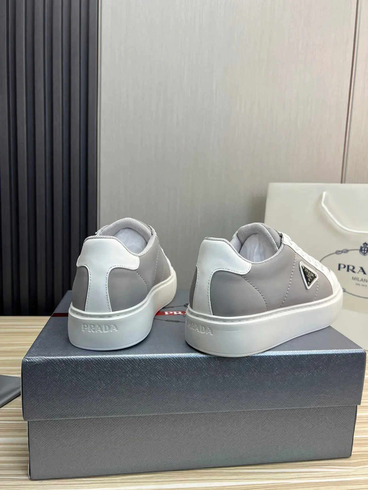 Prada Cloudbust Two-Tone Gray and White Lifestyle Sneakers 5