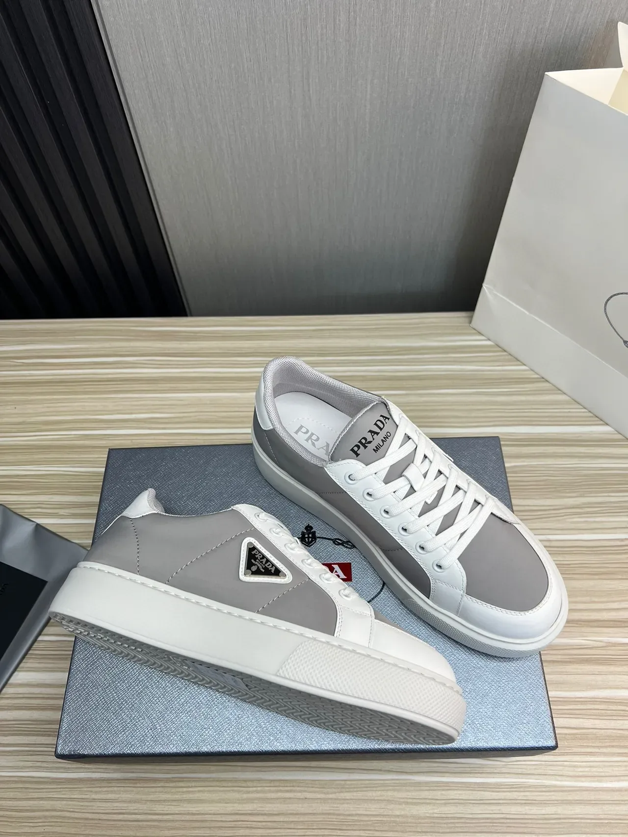 Prada Cloudbust Two-Tone Gray and White Lifestyle Sneakers 6