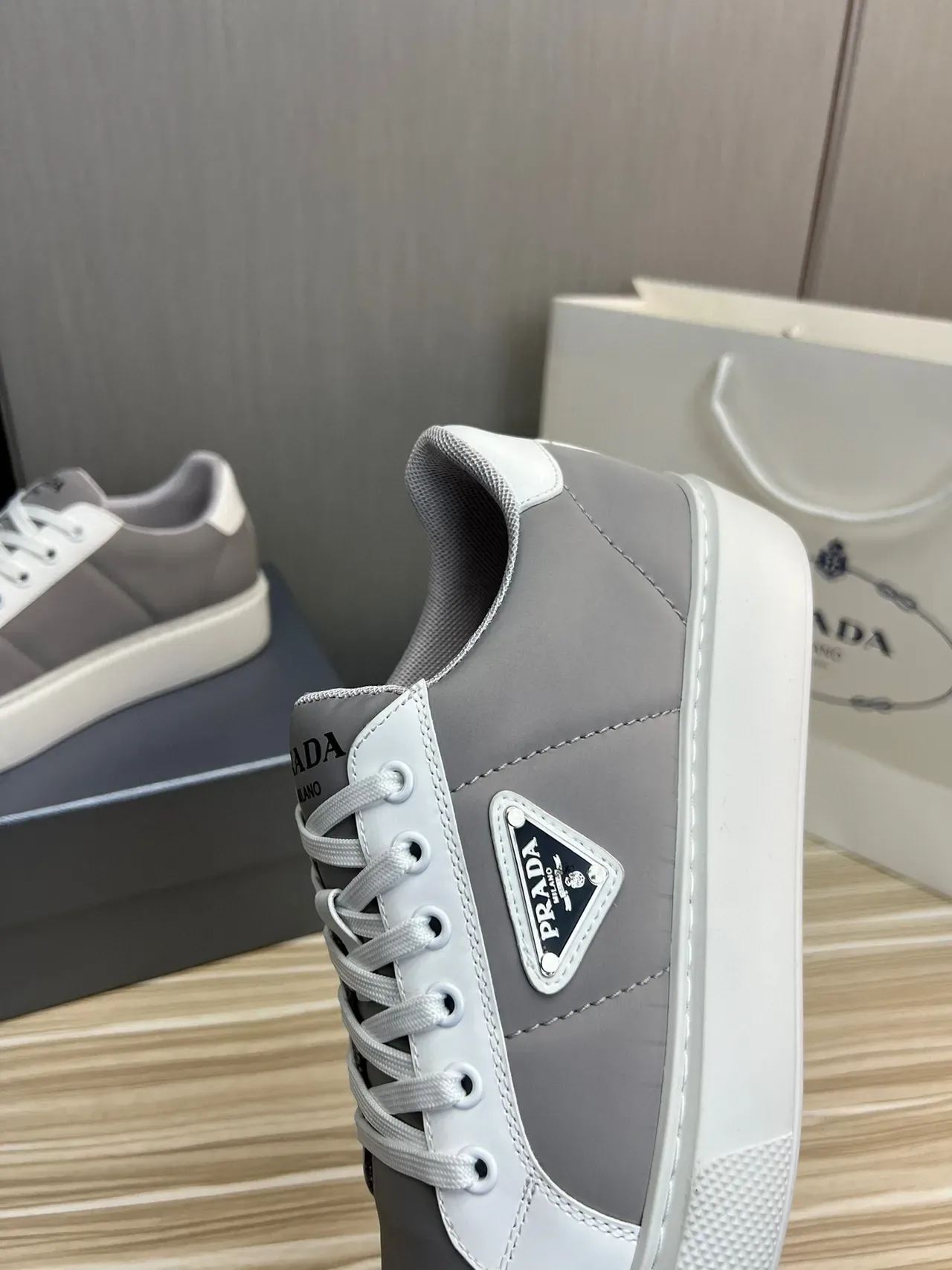 Prada Cloudbust Two-Tone Gray and White Lifestyle Sneakers 8