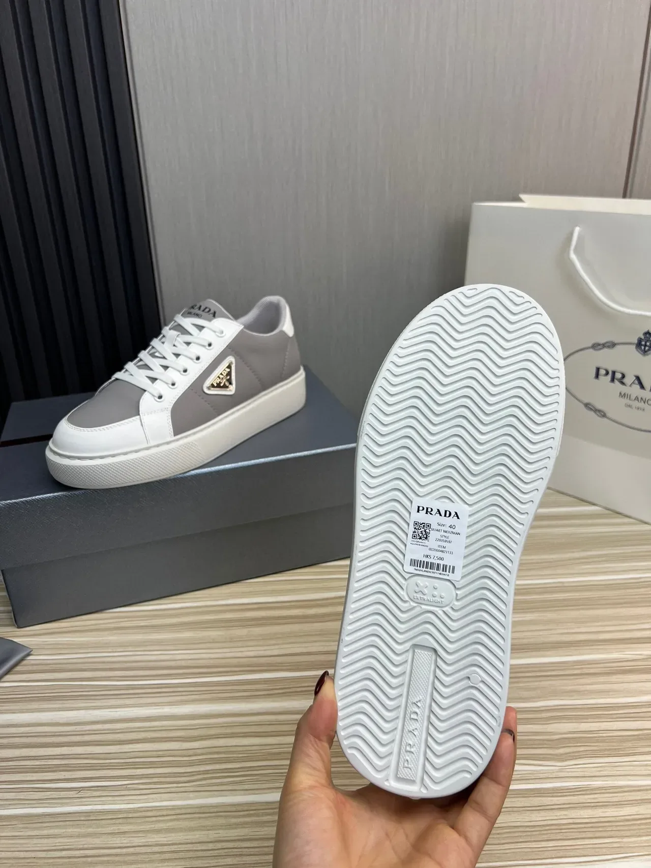 Prada Cloudbust Two-Tone Gray and White Lifestyle Sneakers 9
