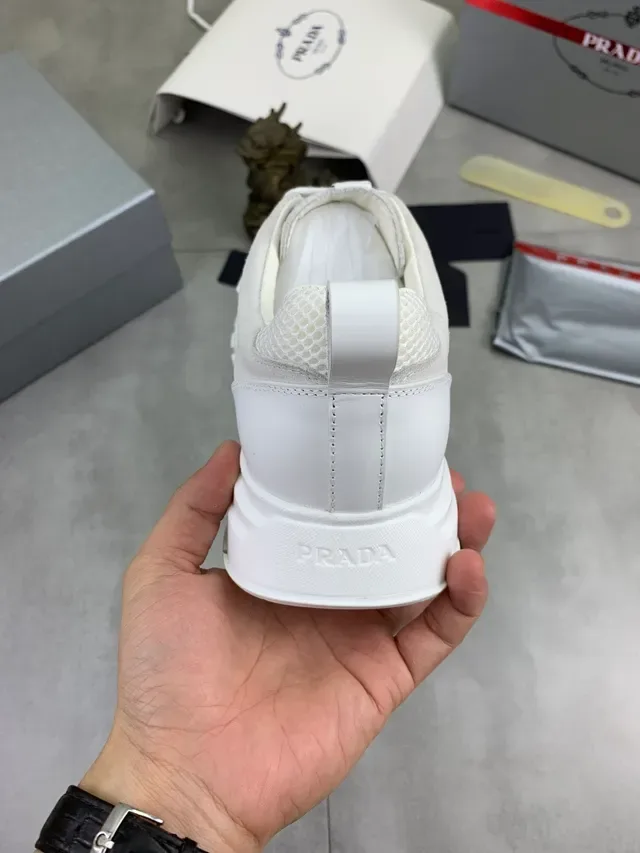 Prada Cloudbust White and Cream Mesh-Suede Lifestyle Sneakers 3