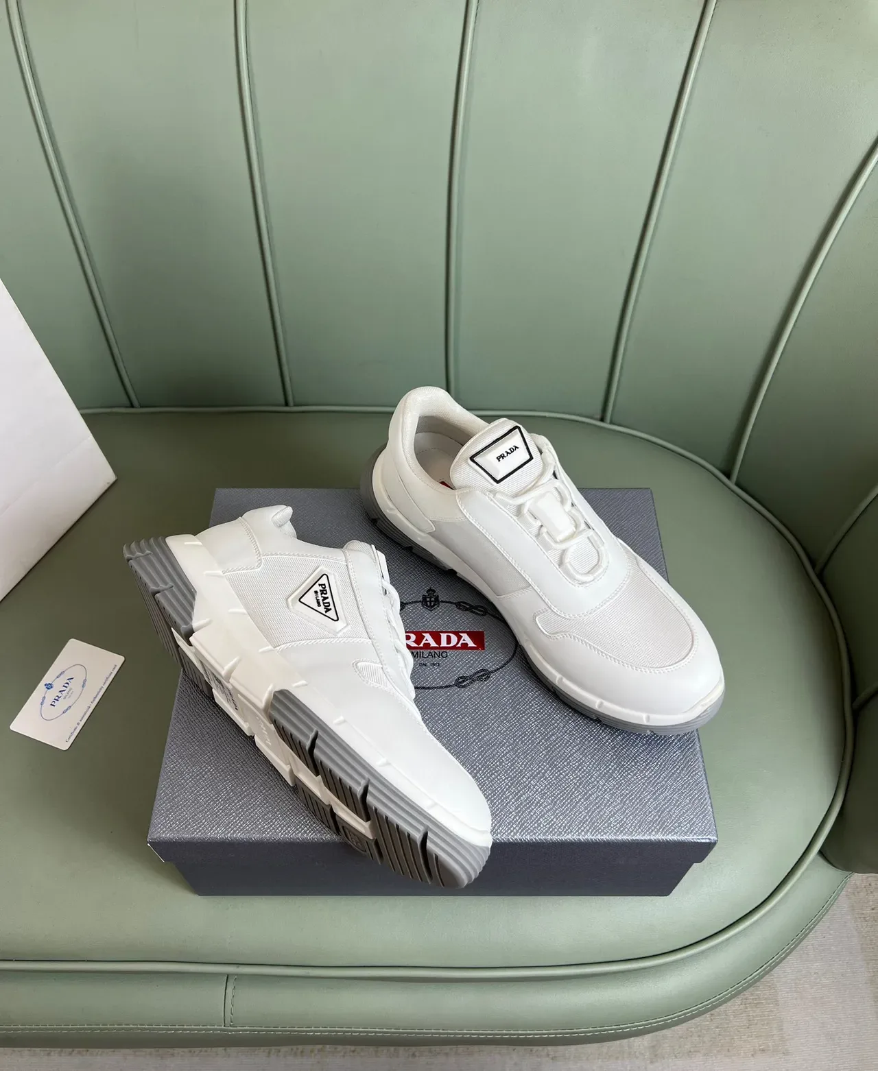Prada Cloudbust Blanco y Gris Lifestyle Sneakers 5