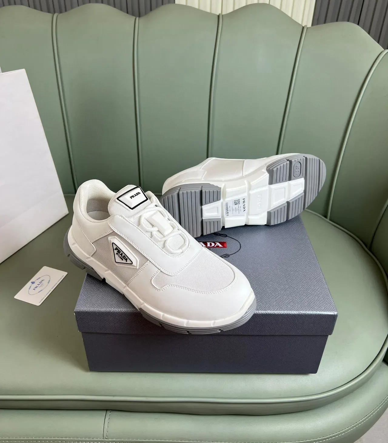 Prada Cloudbust Blanco y Gris Lifestyle Sneakers 7