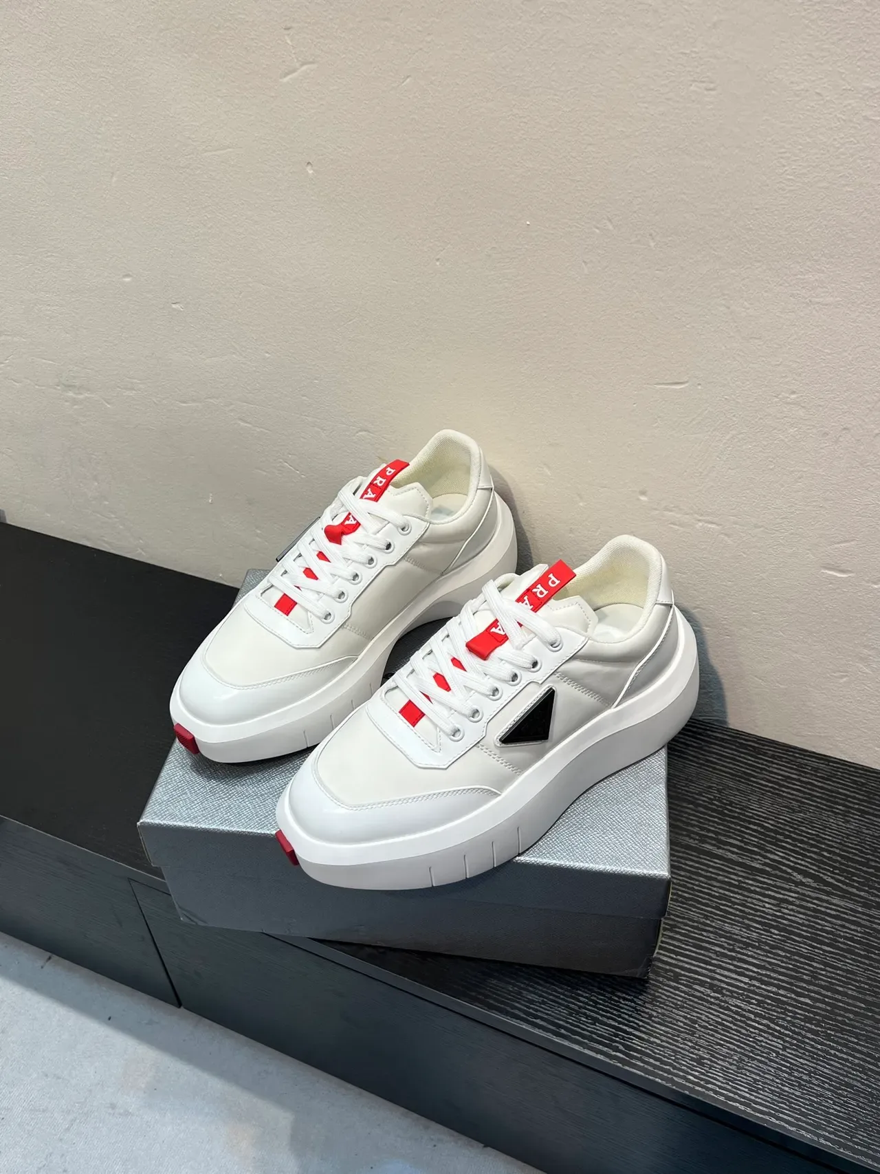 Prada Cloudbust White and Red Lifestyle Sneakers 3