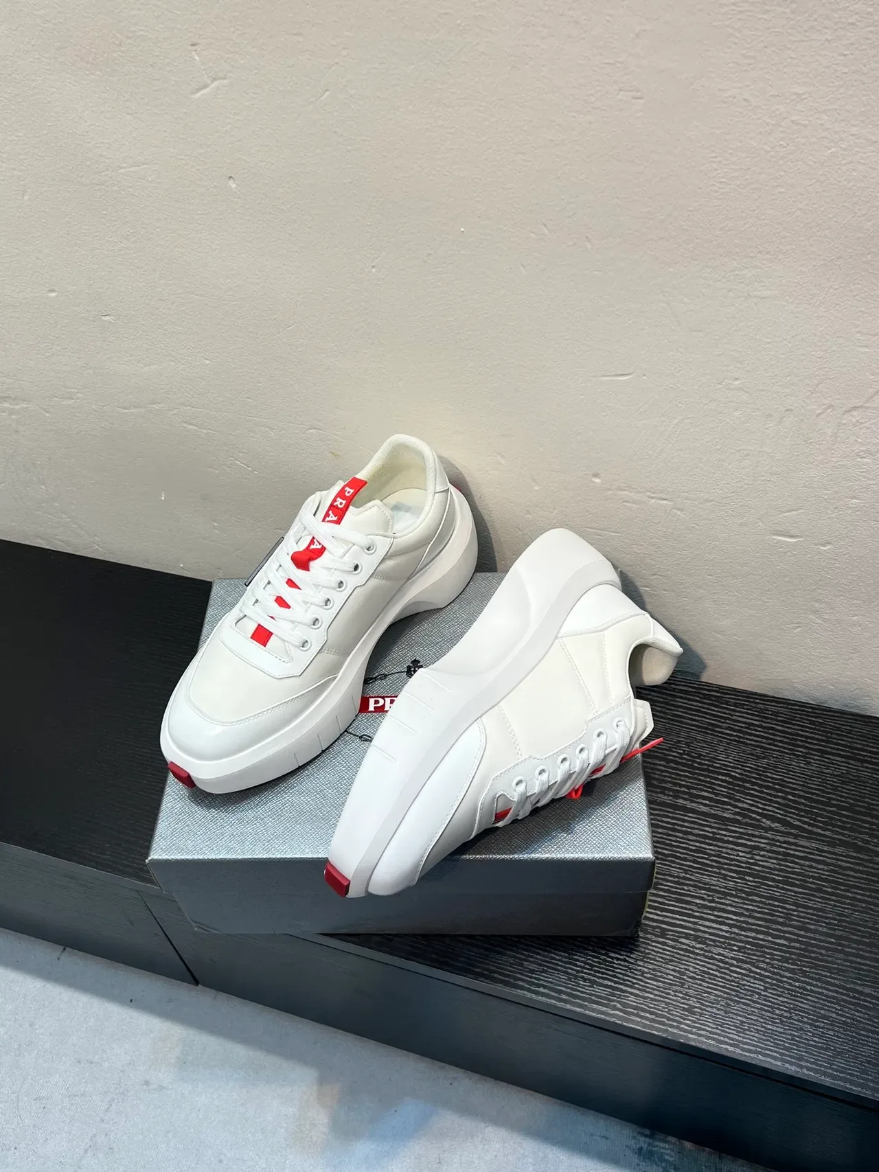 Prada Cloudbust White and Red Lifestyle Sneakers 4