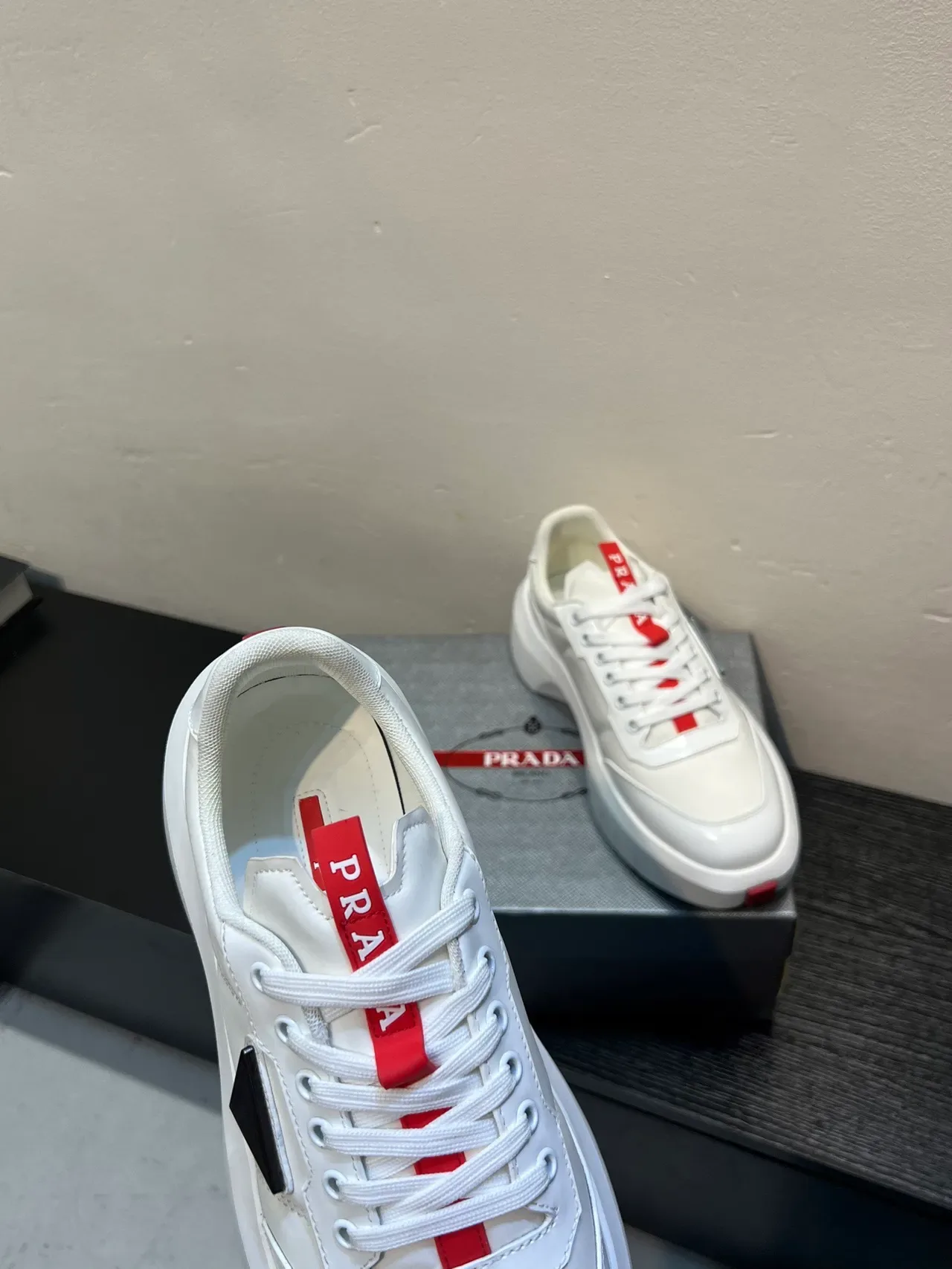 Prada Cloudbust White and Red Lifestyle Sneakers 7