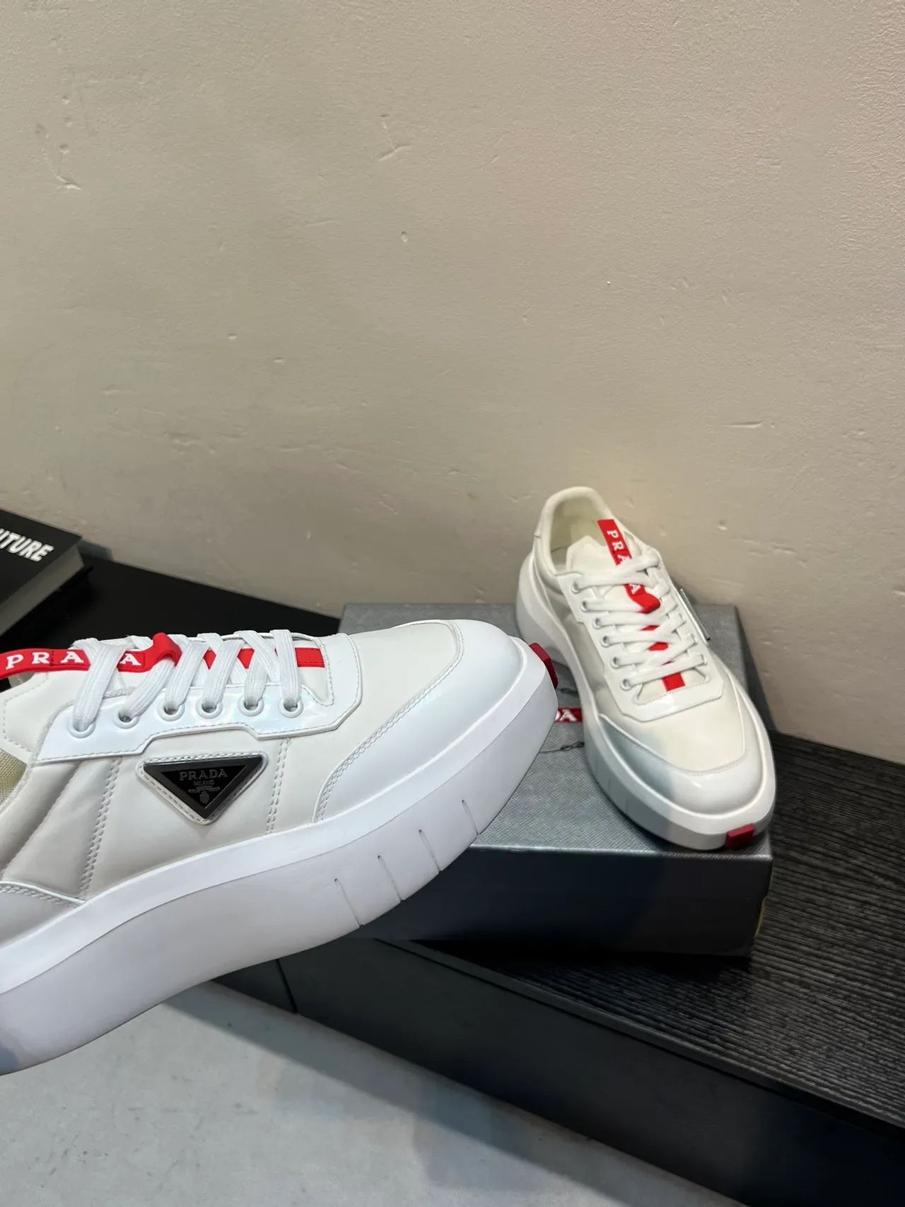 Prada Cloudbust White and Red Lifestyle Sneakers 8