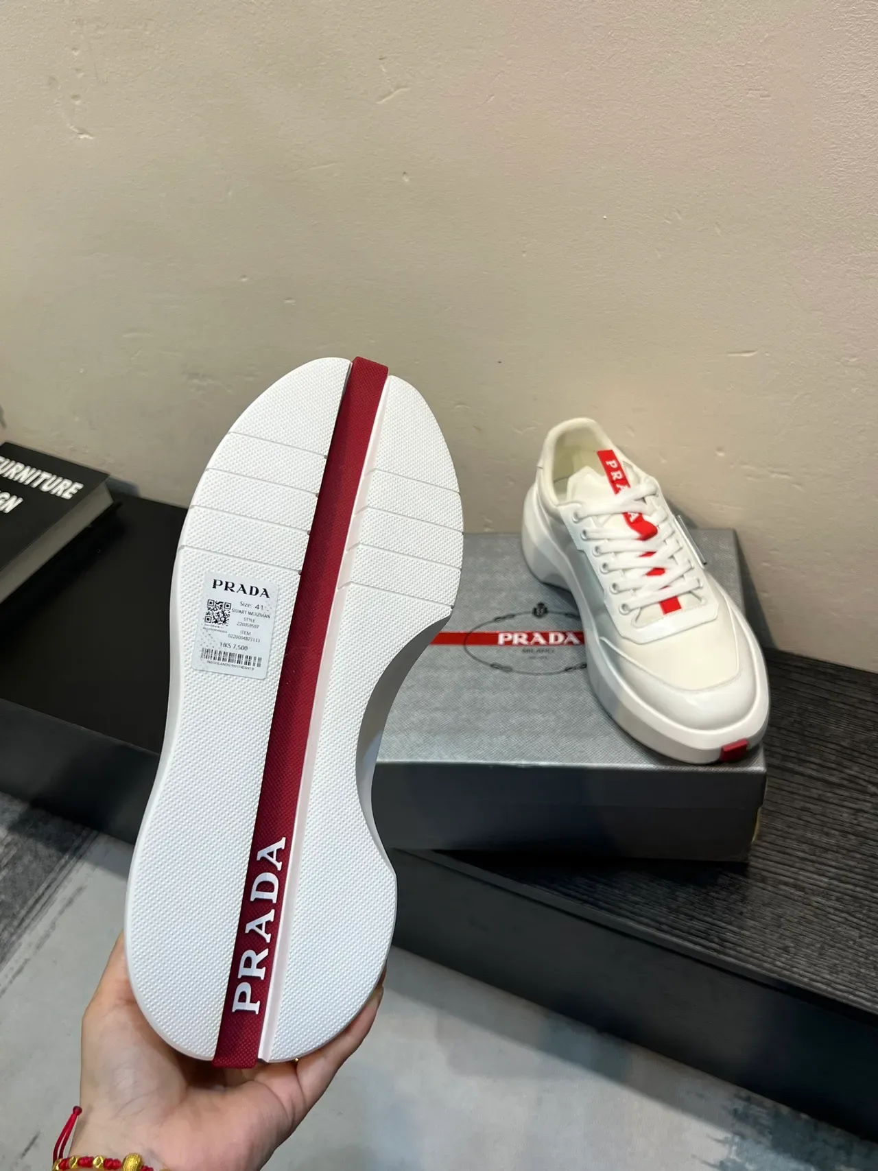 Prada Cloudbust White and Red Lifestyle Sneakers 9