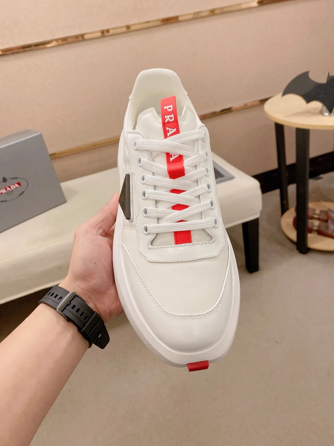 Prada Cloudbust White and Red Lifestyle Sneakers 5