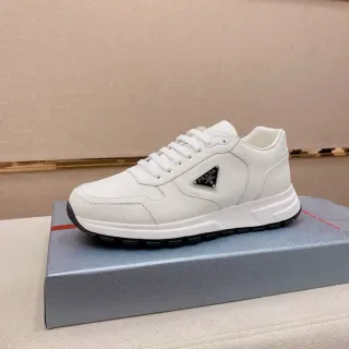 Prada Cloudbust White Black Leather Triangular Logo Plaque Lifestyle Sneakers