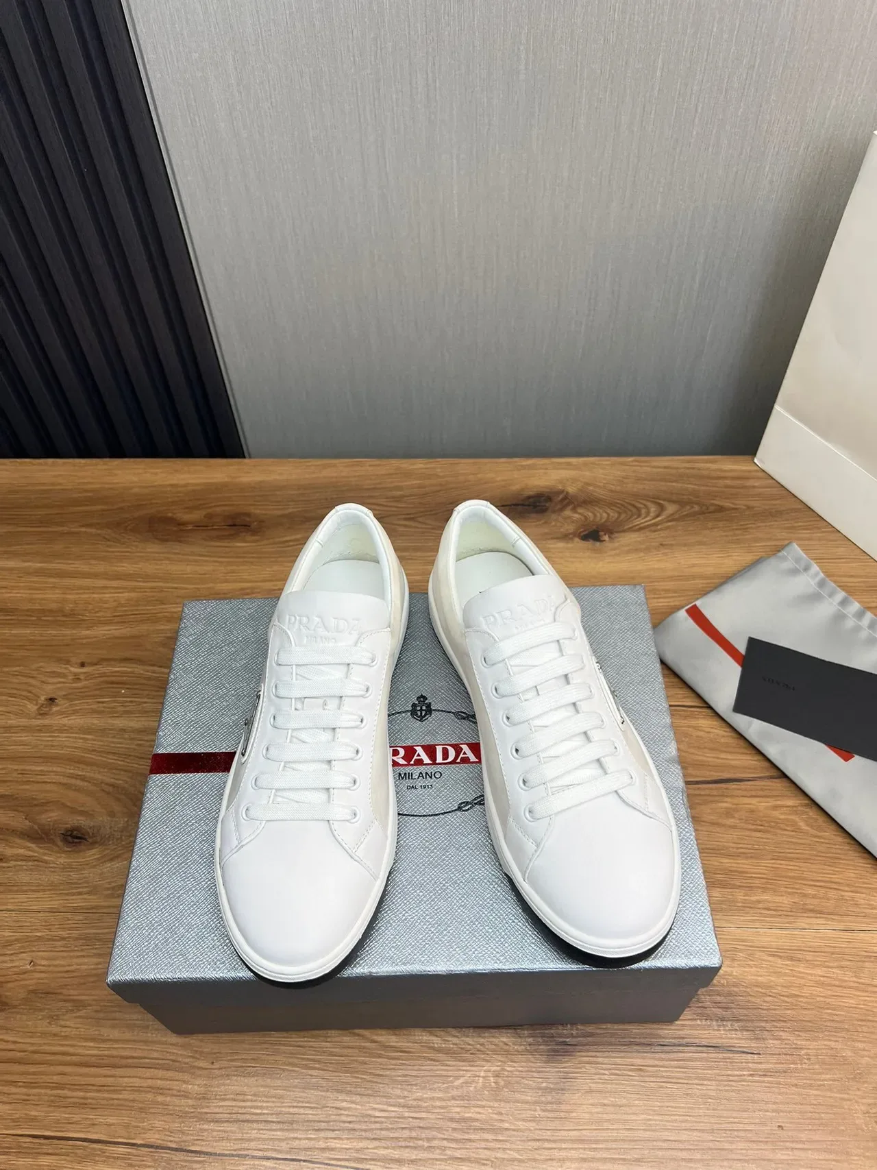 Prada Cloudbust White Black Low-Top Leather Upper Lifestyle Sneakers 2