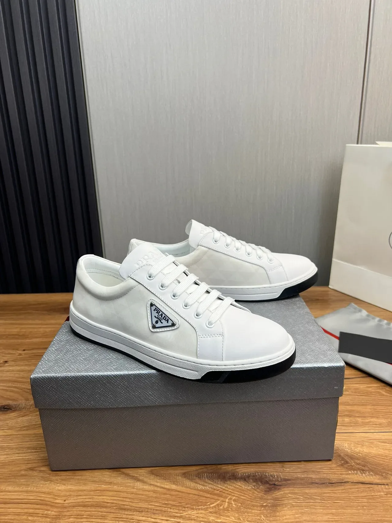 Prada Cloudbust White Black Low-Top Leather Upper Lifestyle Sneakers 3