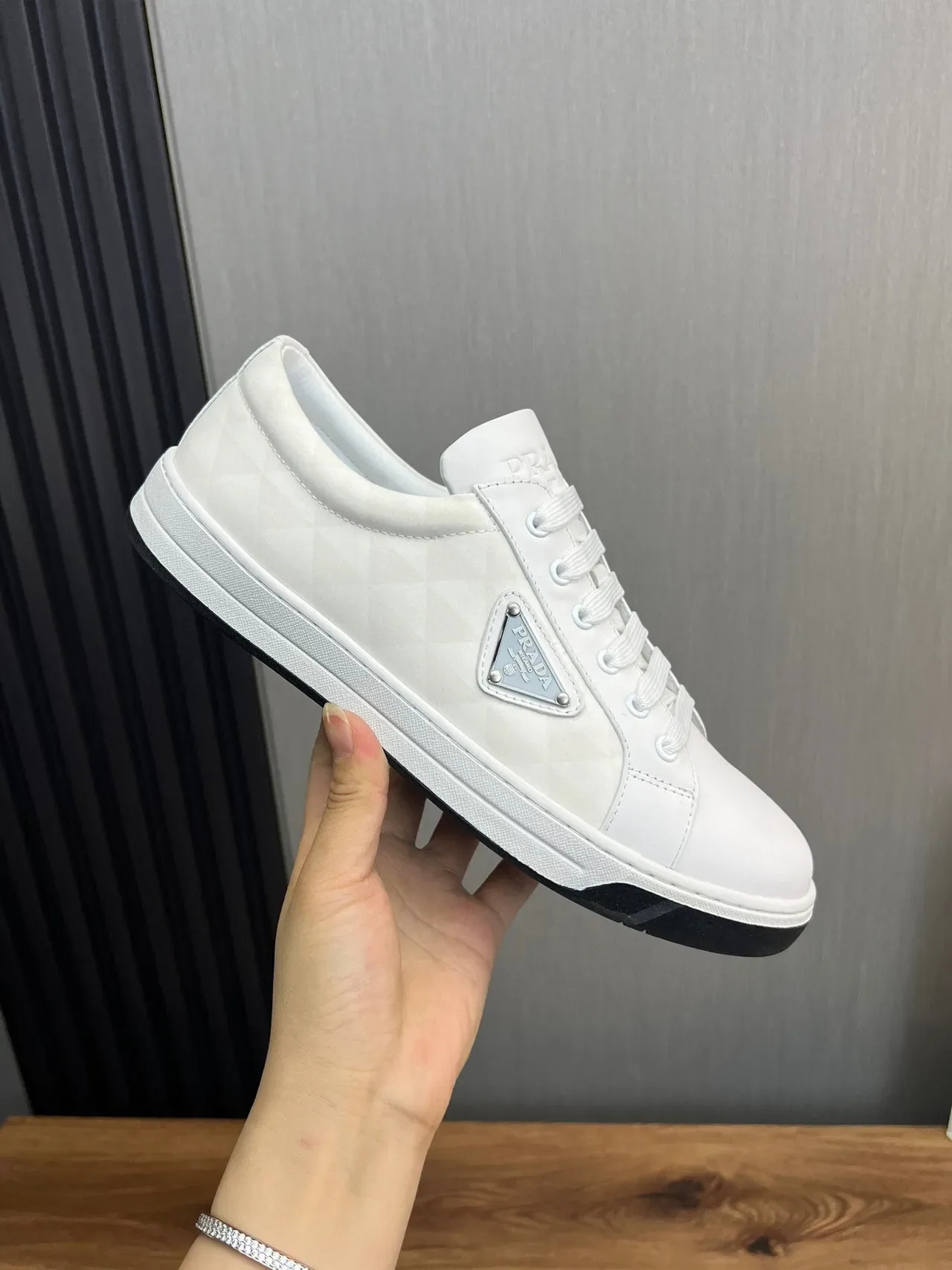 Prada Cloudbust White Black Low-Top Leather Upper Lifestyle Sneakers 4