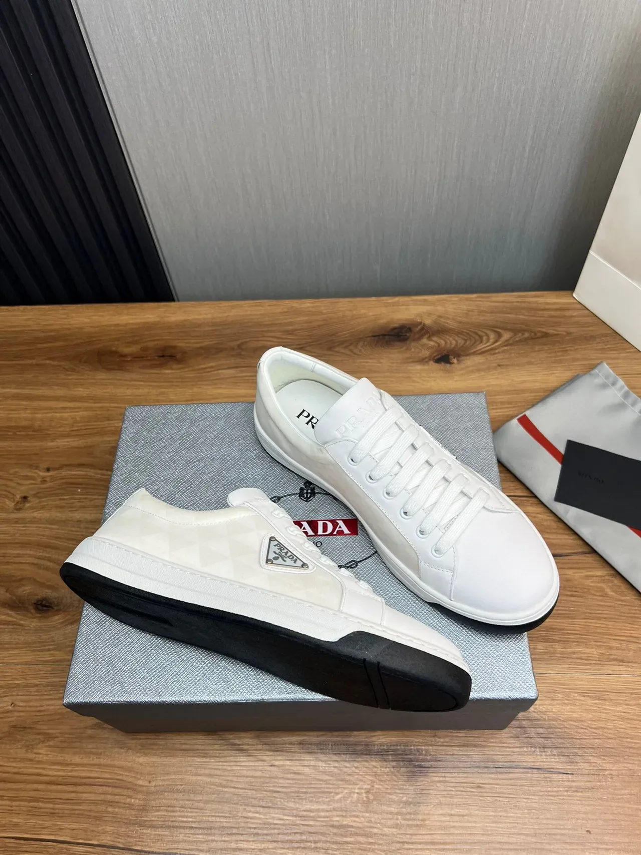 Prada Cloudbust White Black Low-Top Leather Upper Lifestyle Sneakers 5