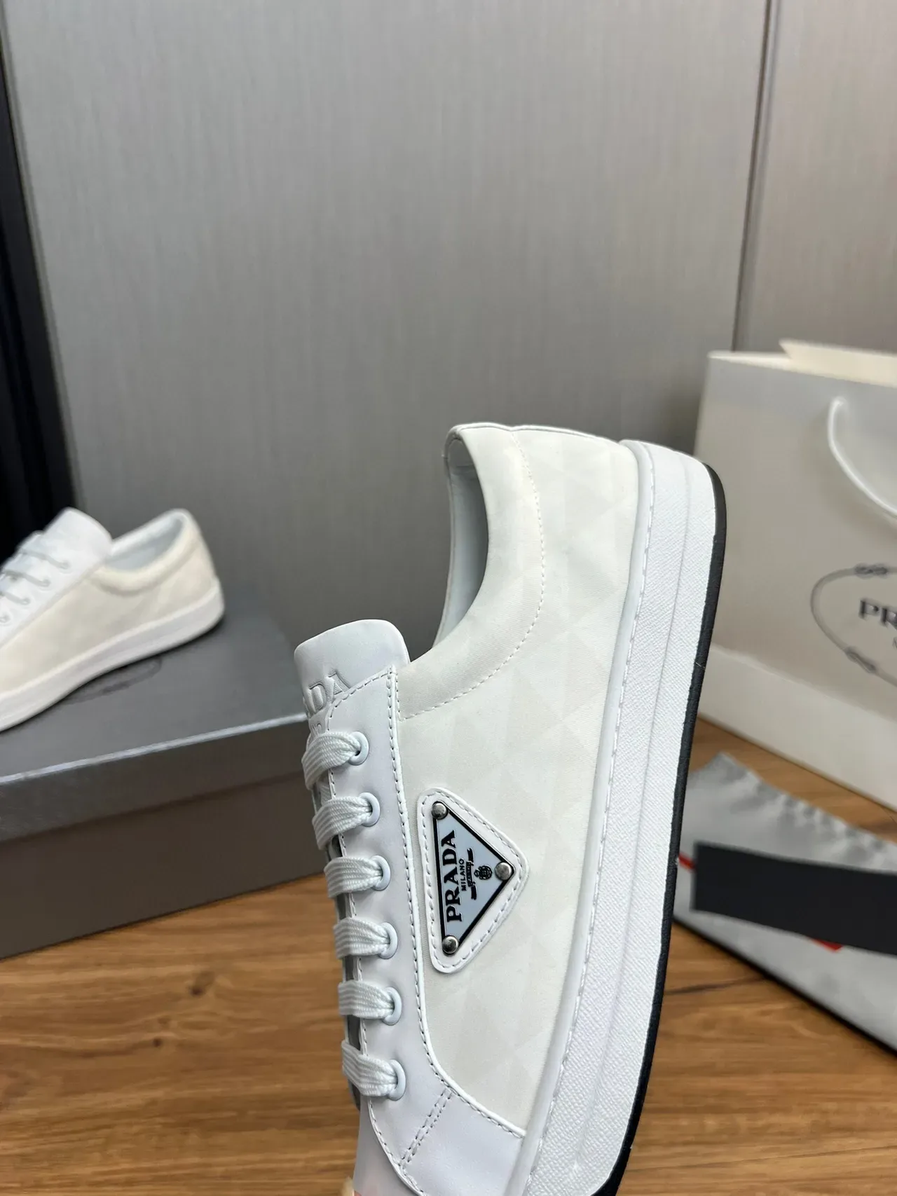 Prada Cloudbust White Black Low-Top Leather Upper Lifestyle Sneakers 7