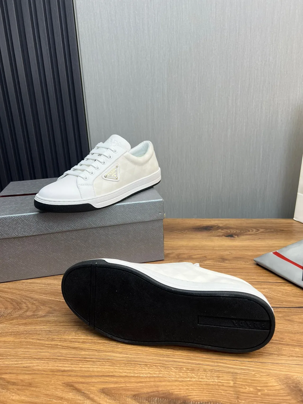 Prada Cloudbust White Black Low-Top Leather Upper Lifestyle Sneakers 9