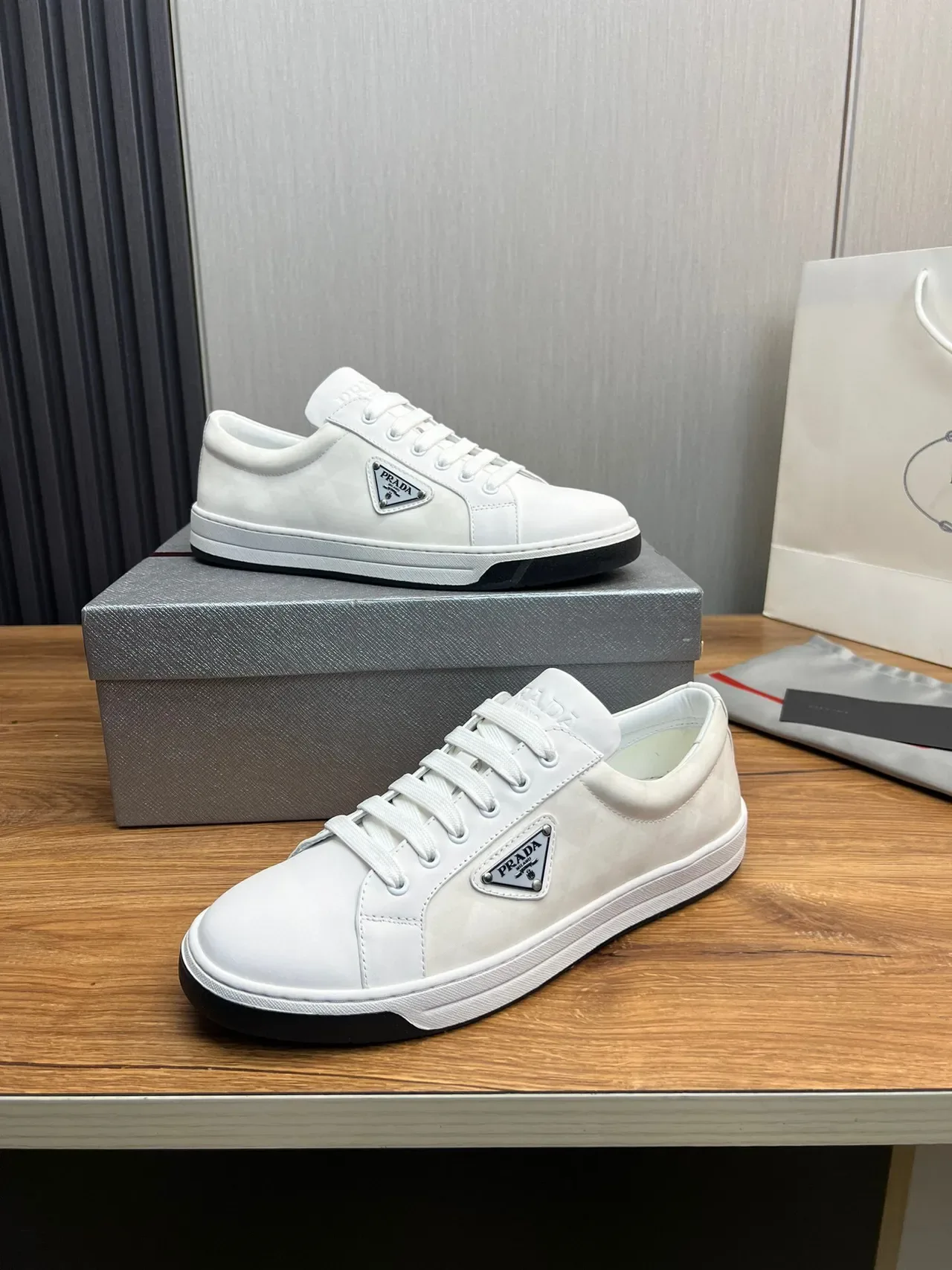 Prada Cloudbust White Black Low-Top Leather Upper Lifestyle Sneakers 10