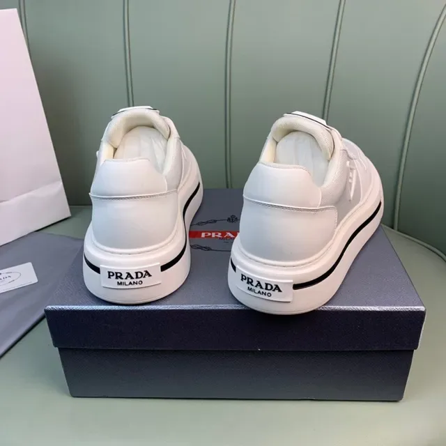 Prada Cloudbust White Black Platform Sole Mesh And Leather Paneling Lifestyle Sneakers 7