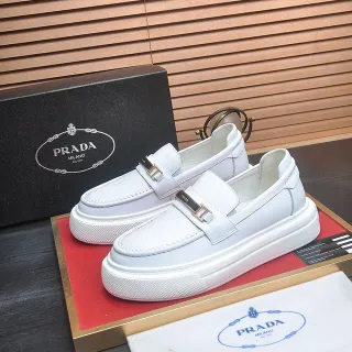 Prada Cloudbust جلد أبيض H-Buckle منصة لوبفرز