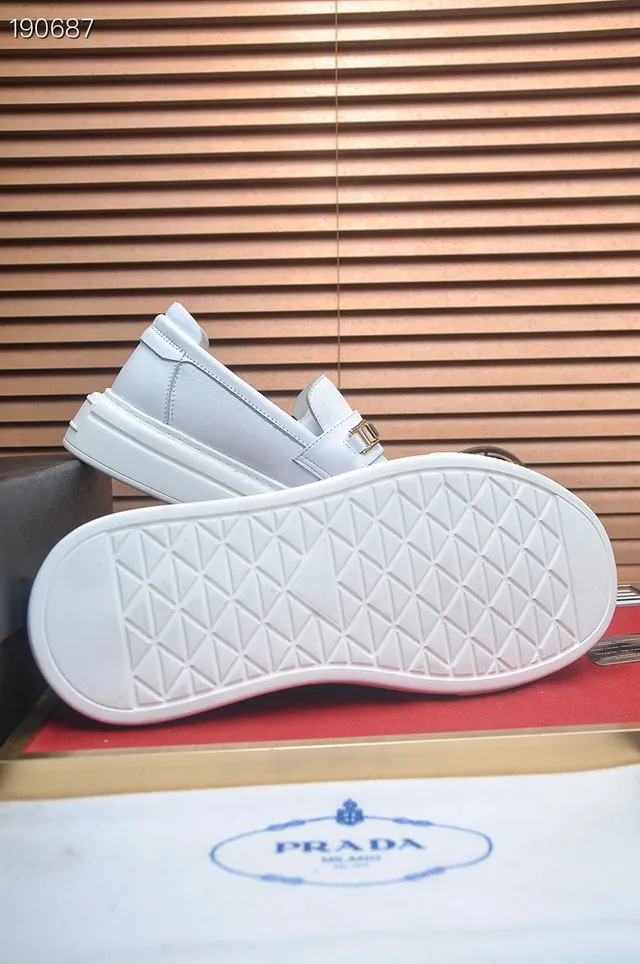 Prada Cloudbust White Leather H-Buckle Platform Loafers 2