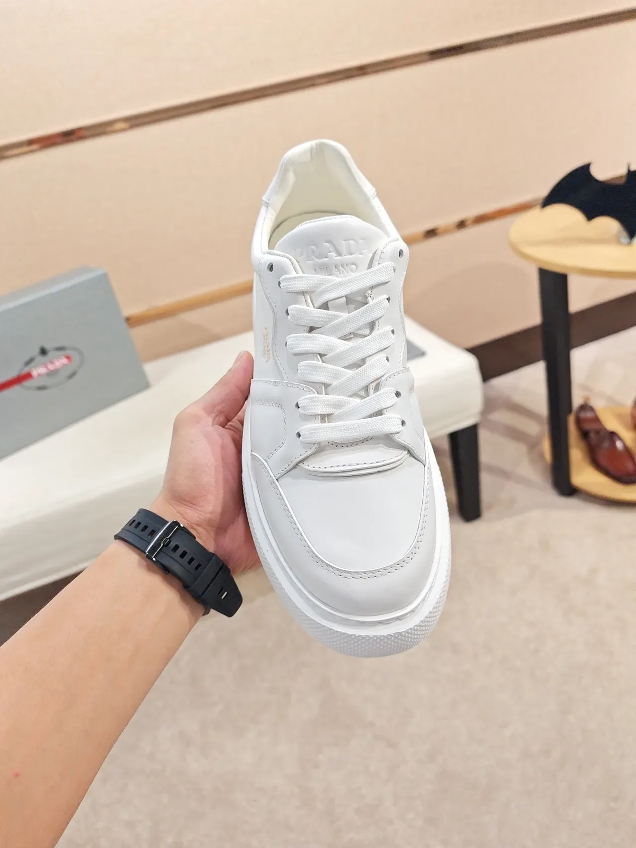 Prada Cloudbust White Leather Paneled Construction Lifestyle Sneakers 5