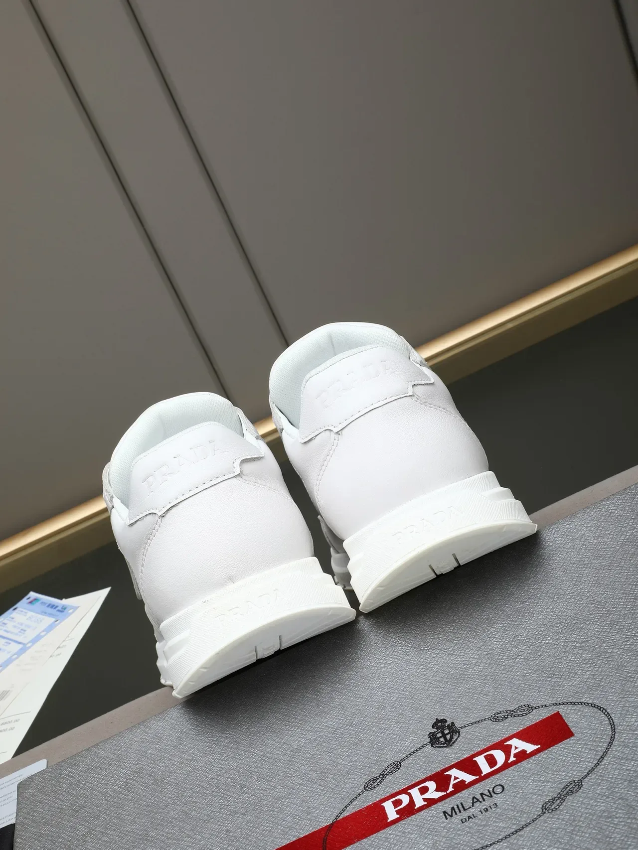 Prada Cloudbust White Leather Perforated Side Panel Lifestyle Sneakers 2