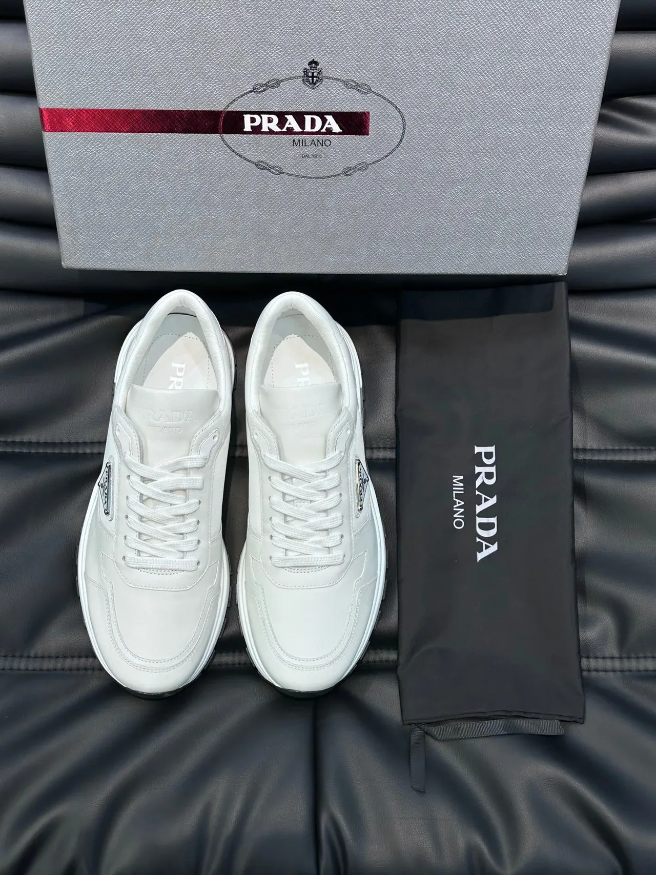 Prada Cloudbust White Minimalist Leather Padded Collar Lifestyle Sneakers 8