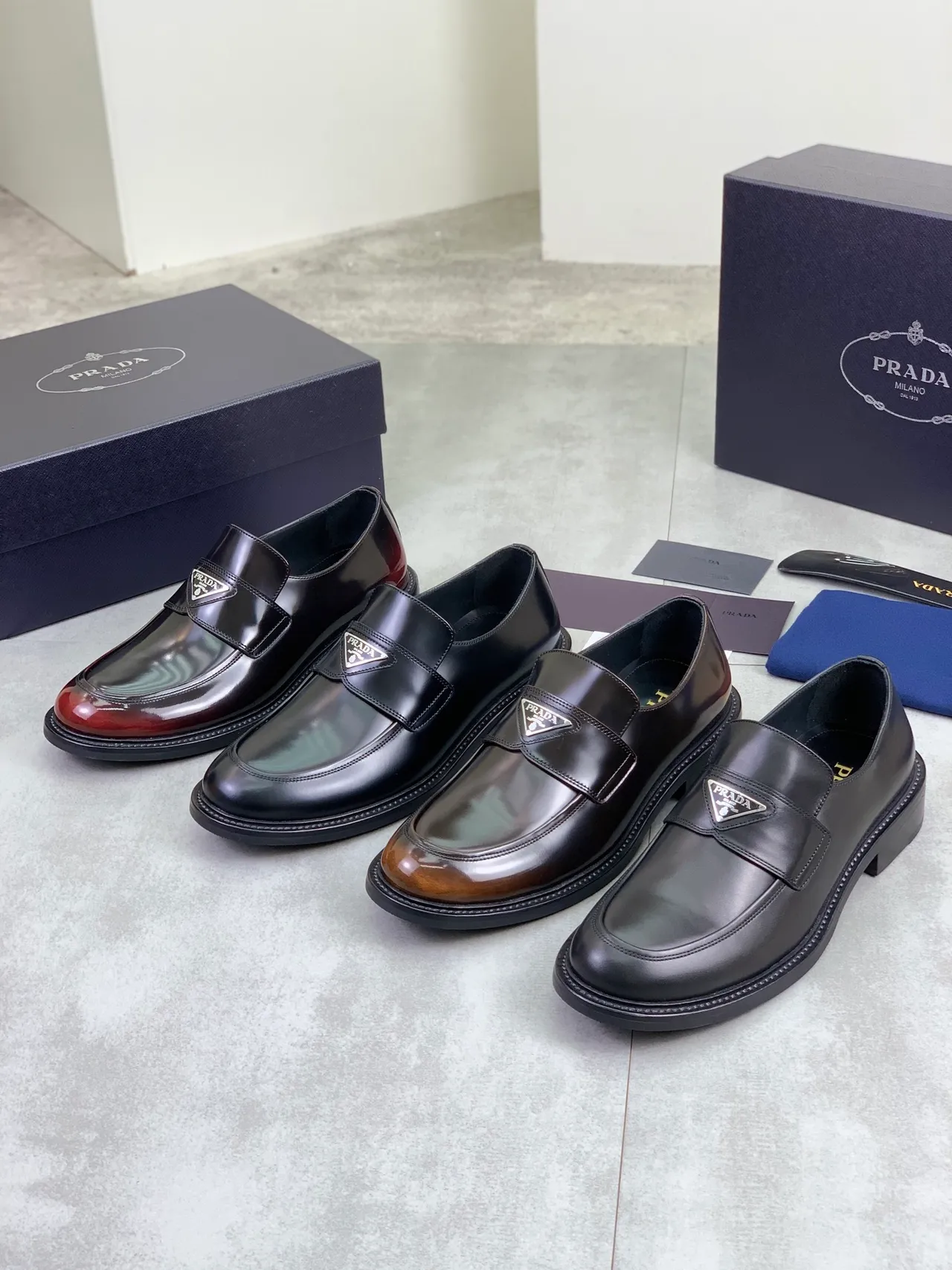 Prada Loafer Black and Burgundy Patent Leather Loafer 2