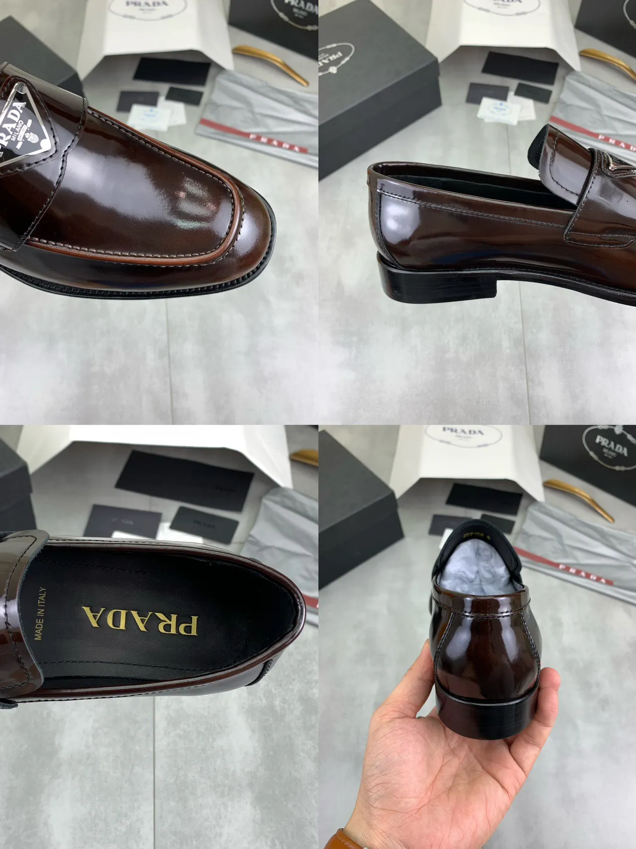 Prada Loafer High-Gloss Brown Patent Leather Slip-On Loafer 2