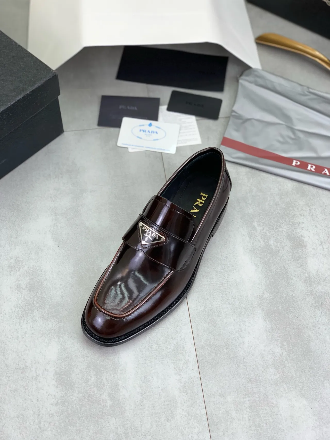 Prada Loafer High-Gloss Brown Patent Leather Slip-On Loafer 4