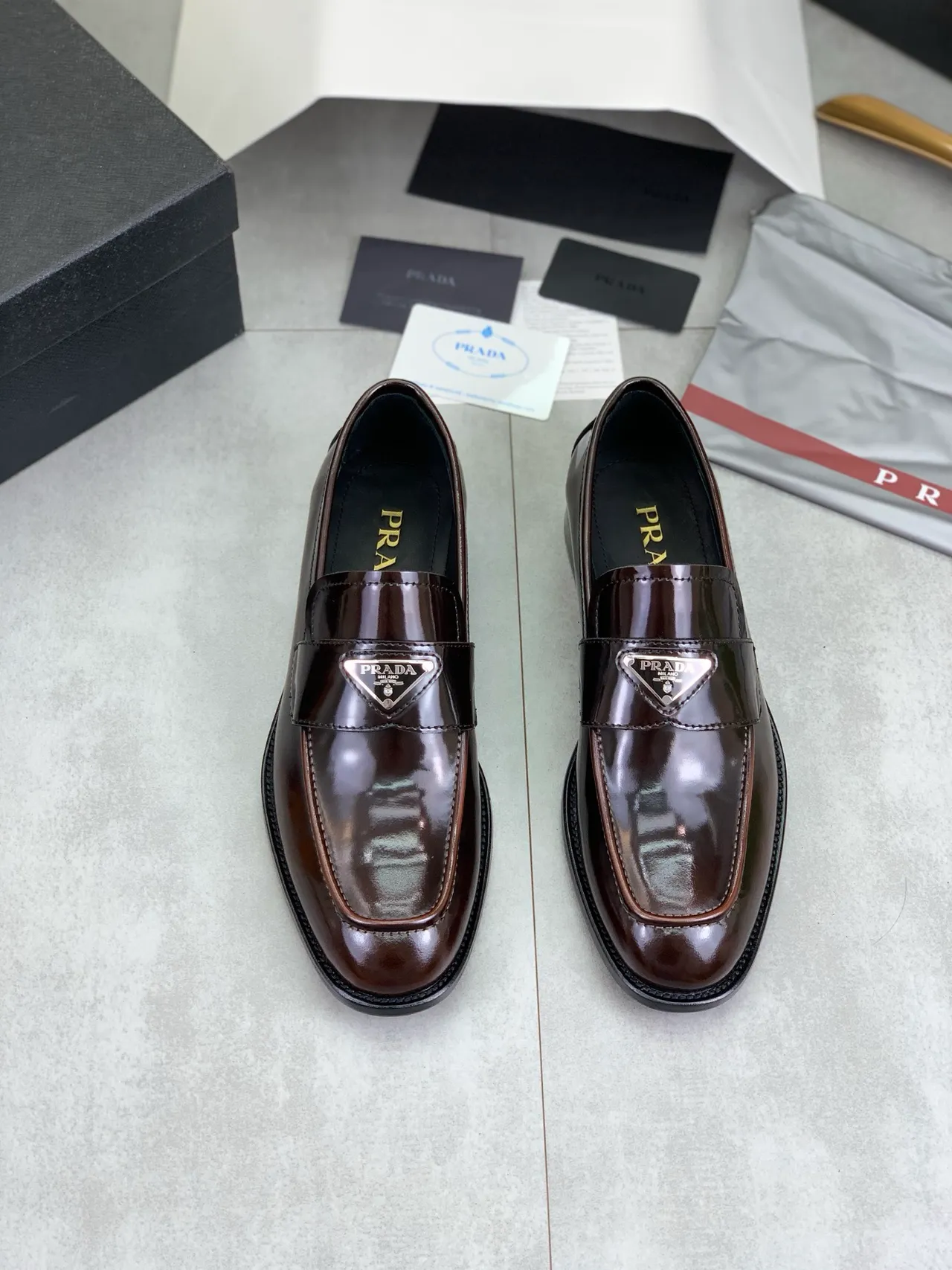 Prada Loafer High-Gloss Brown Patent Leather Slip-On Loafer 5