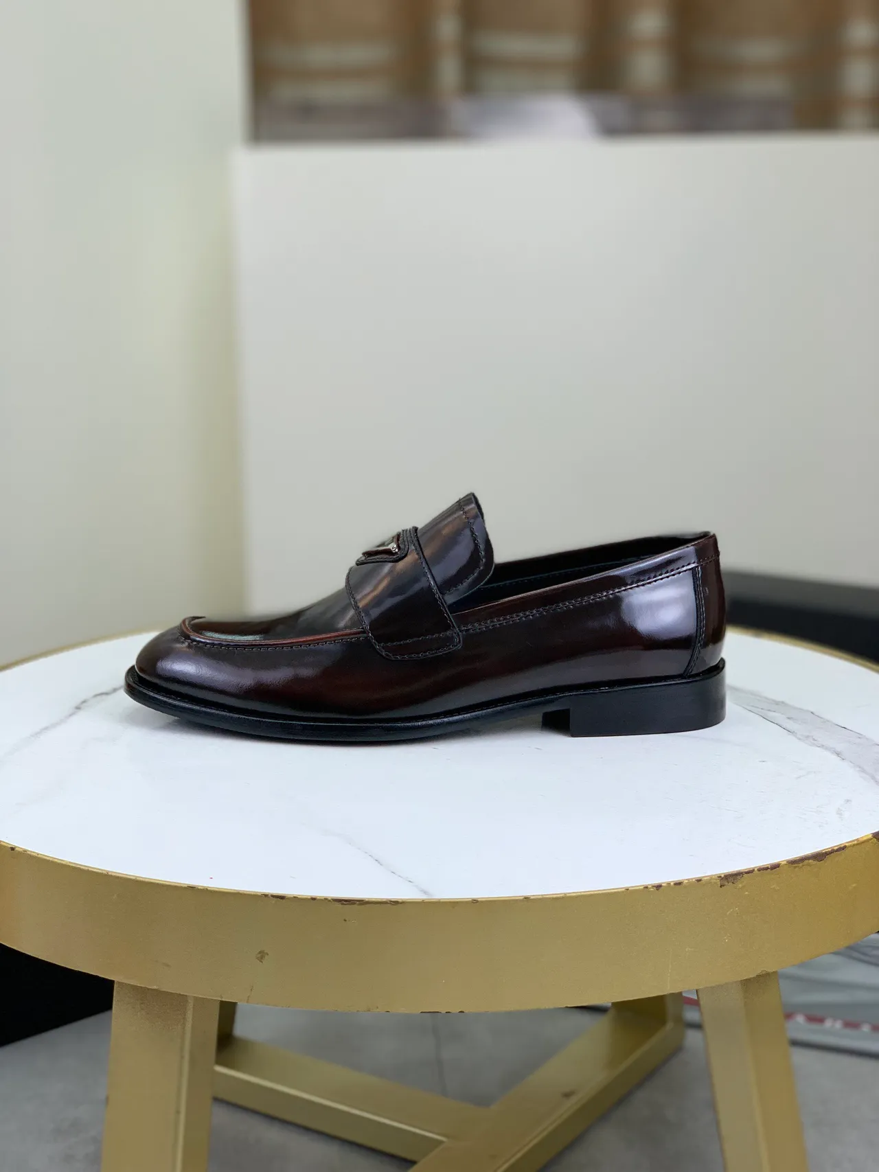 Prada Loafer High-Gloss Brown Patent Leather Slip-On Loafer 6