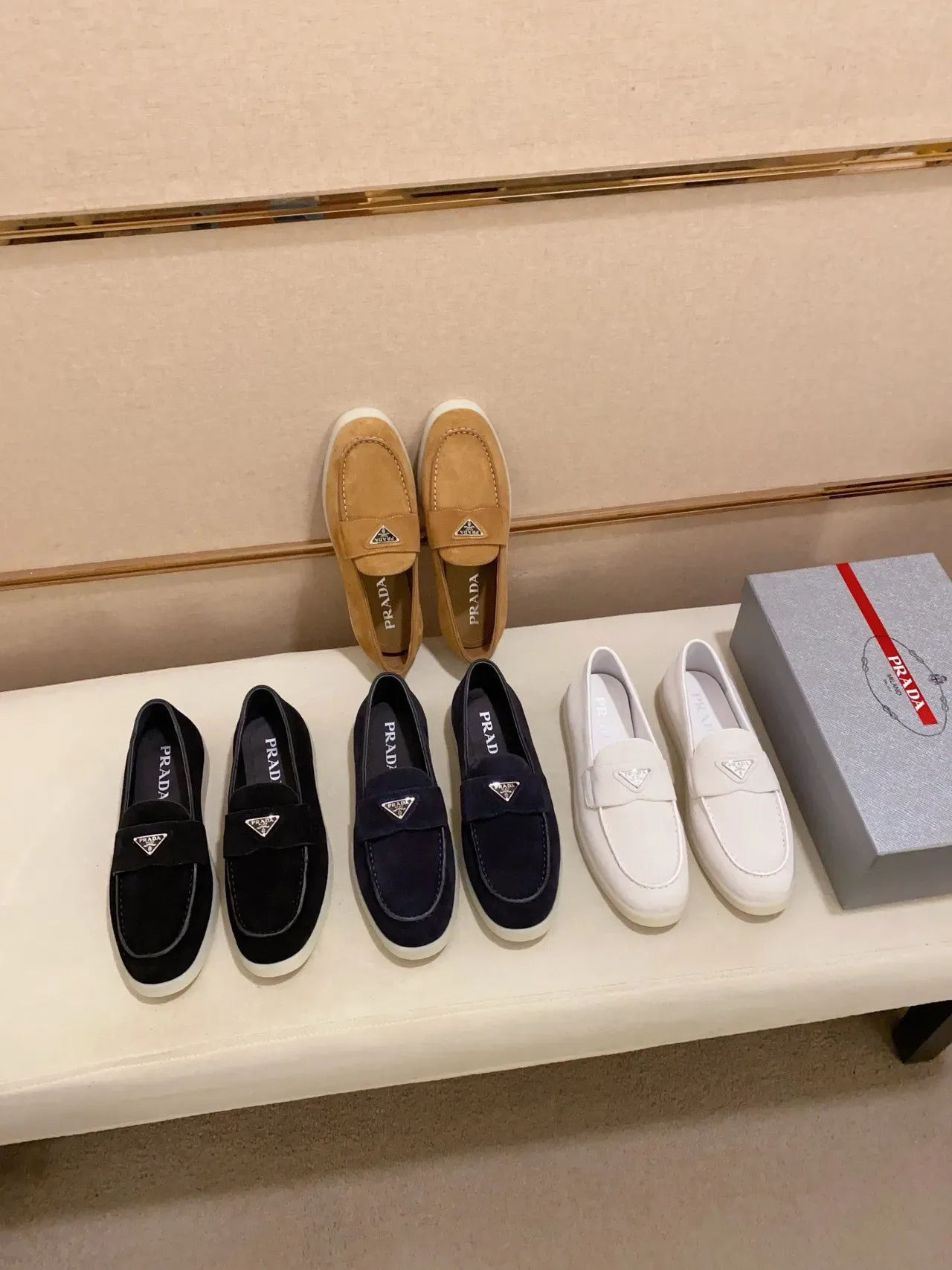 Prada Logo Loafer Black Suede White Sole Loafers 2