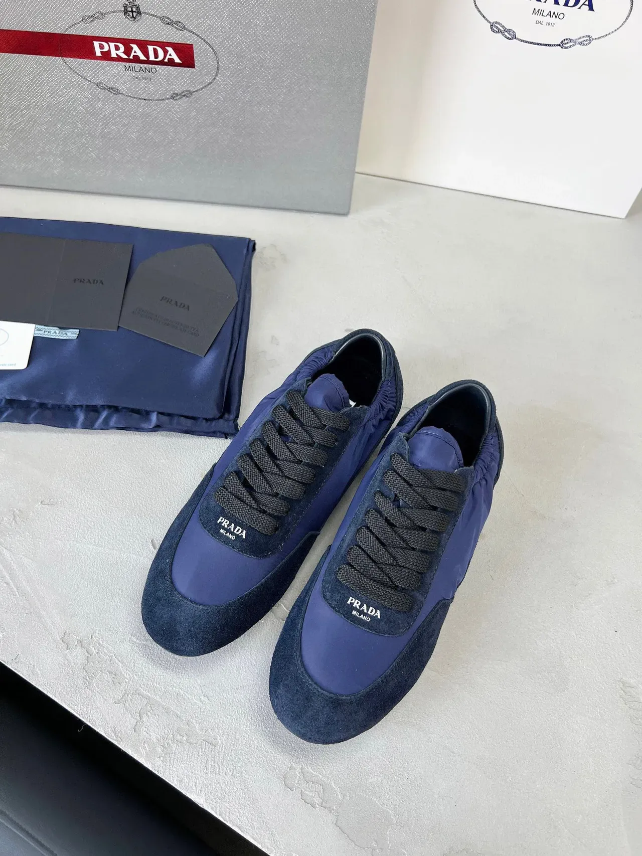 Prada Navy and Black Suede-Nylon Lifestyle Sneakers 2