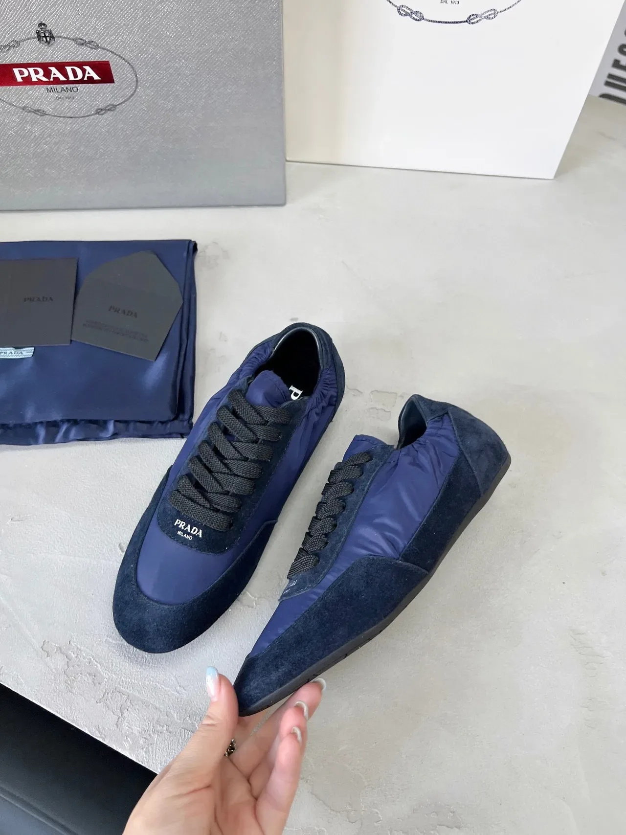 Prada Navy and Black Suede-Nylon Lifestyle Sneakers 4