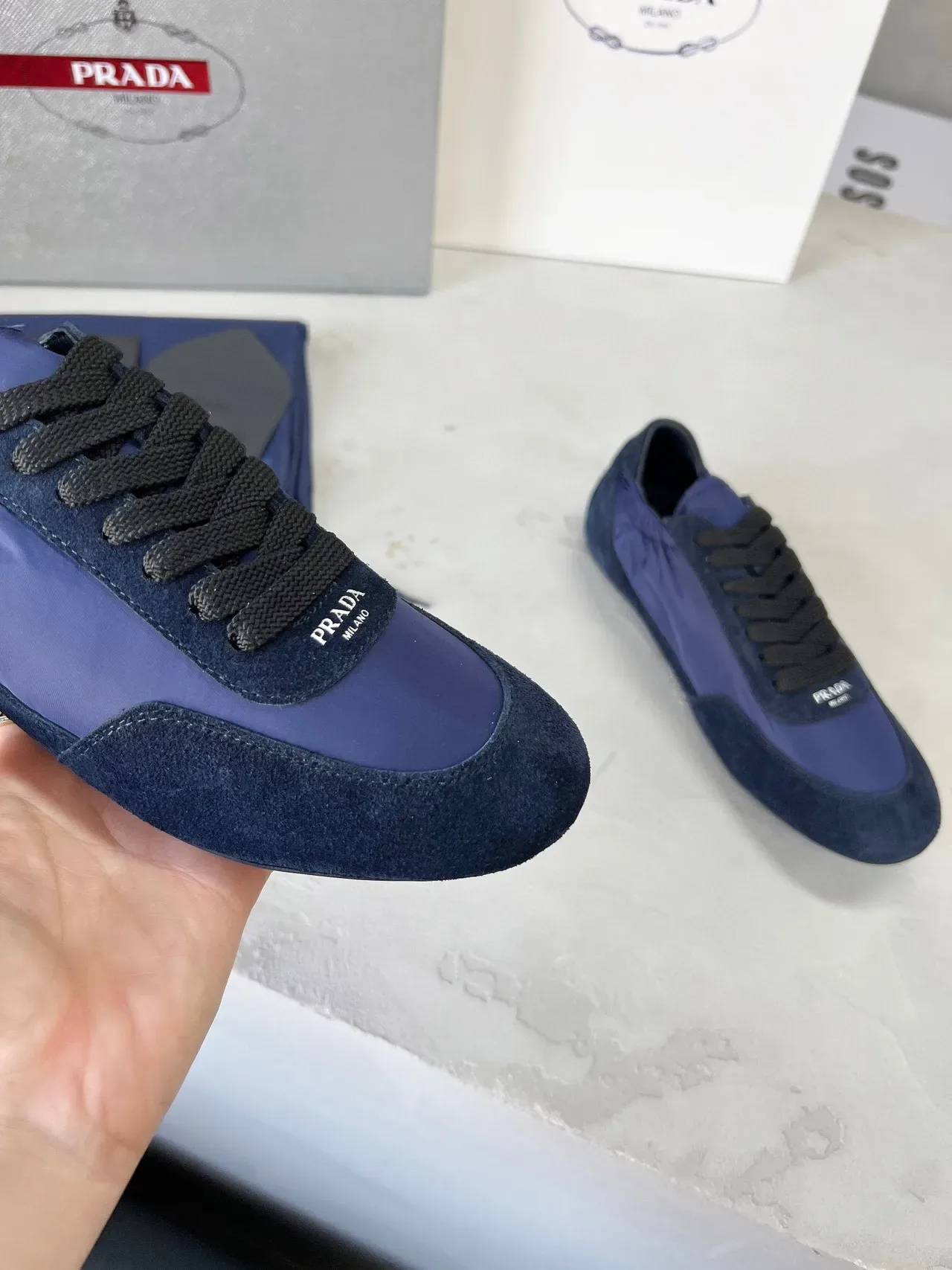 Prada Navy and Black Suede-Nylon Lifestyle Sneakers 6