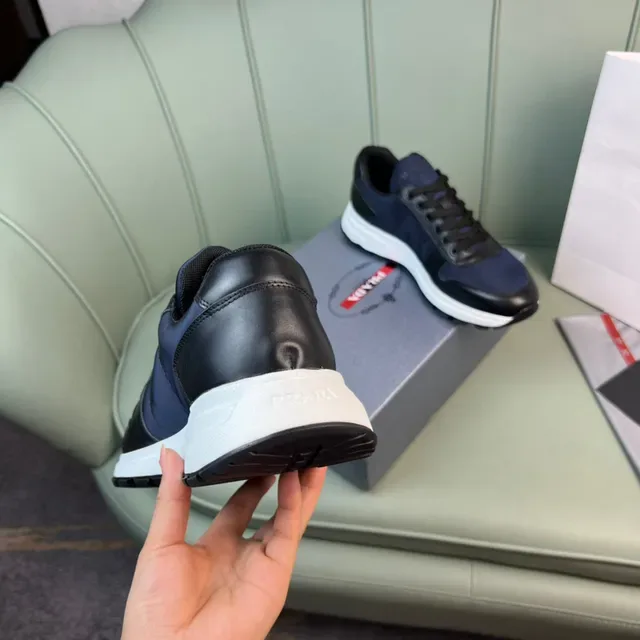 Prada Tênis Lifestyle Navy Black Dois Tons Couro e Tecido 3
