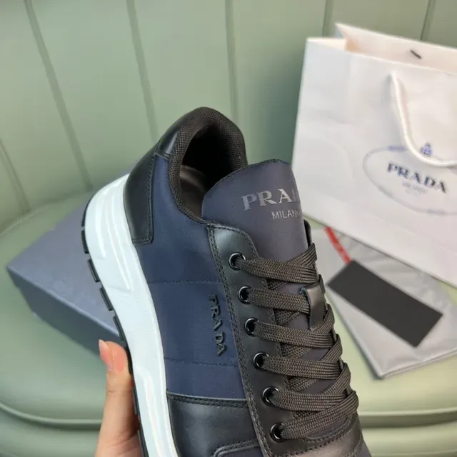 Prada Tênis Lifestyle Navy Black Dois Tons Couro e Tecido 6
