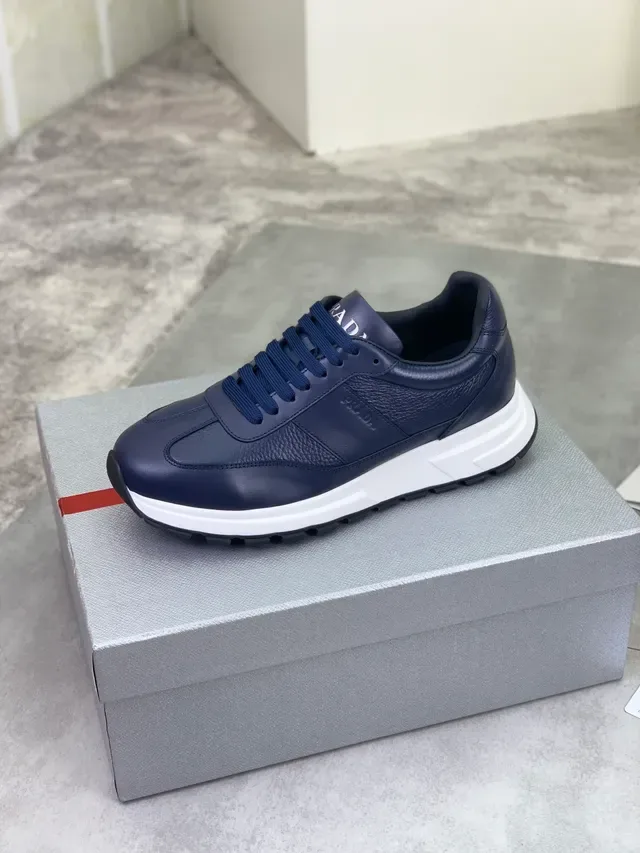 Prada Navy Leather Lifestyle Sneaker 4