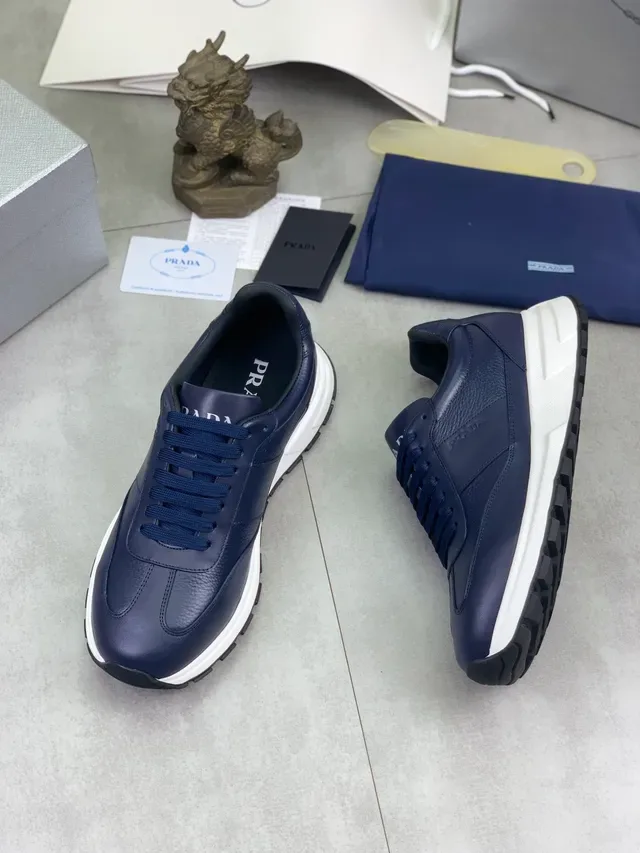 Prada Navy Leather Lifestyle Sneaker 5