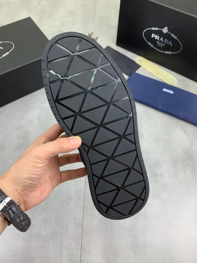Prada Navy Textile and Leather Platform Lifestyle Sneaker 2