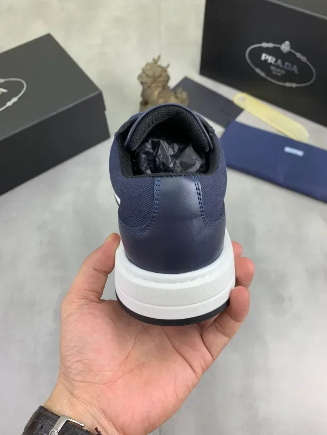 Prada Navy Textile and Leather Platform Lifestyle Sneaker 3
