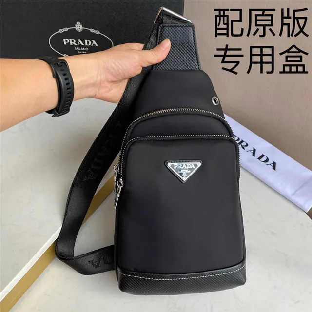 Prada Re-Edition 2005 Sling Bag Black Structured Nylon Crossbody Bag 6