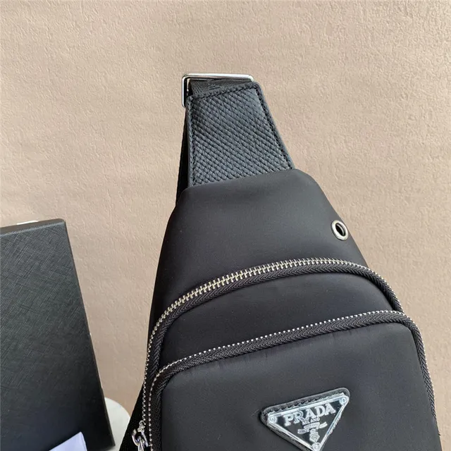 Prada Re-Edition 2005 Sling Bag Black Structured Nylon Crossbody Bag 8