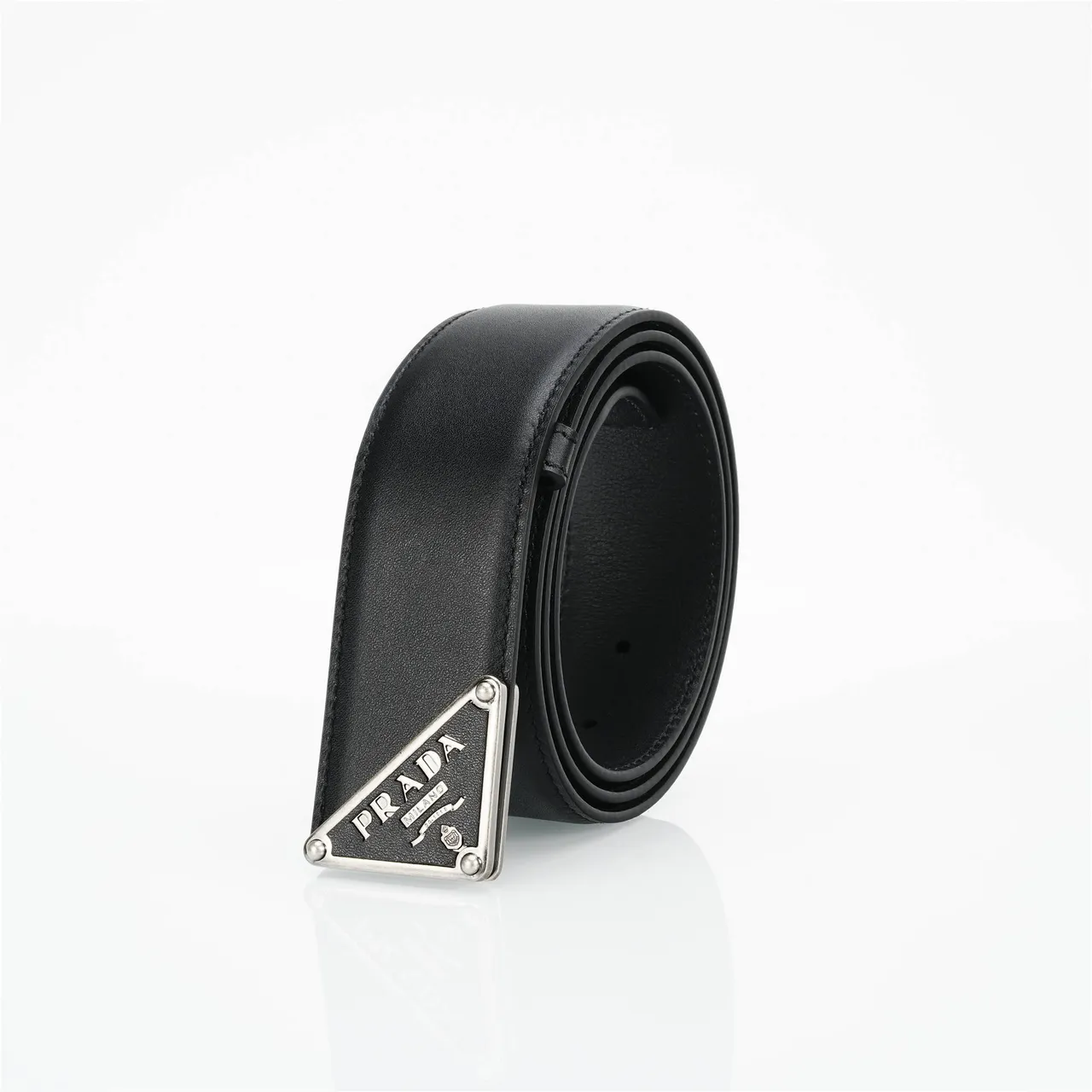Prada Triangle Belt Black Leather Belt 6