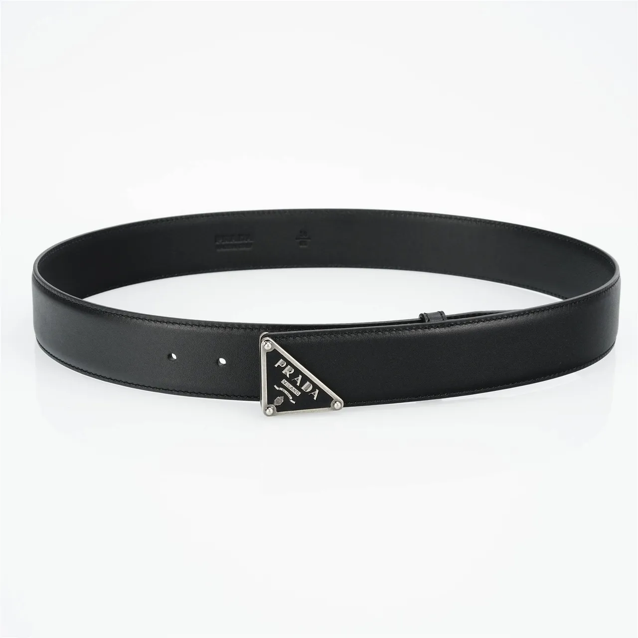 Prada Triangle Belt Black Leather Belt 8