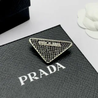 Prada Triangular Pavé-Set Logo Brooch