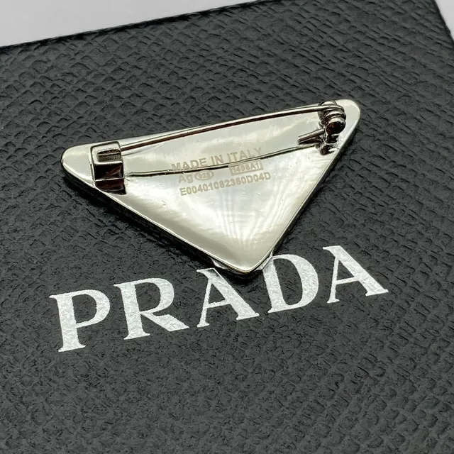 Prada Triangular Pavé-Set Logo Brooch 2