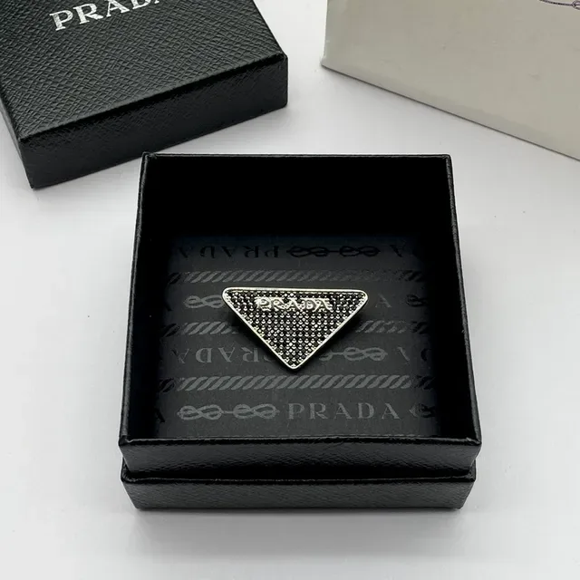 Prada Triangular Pavé-Set Logo Brooch 4